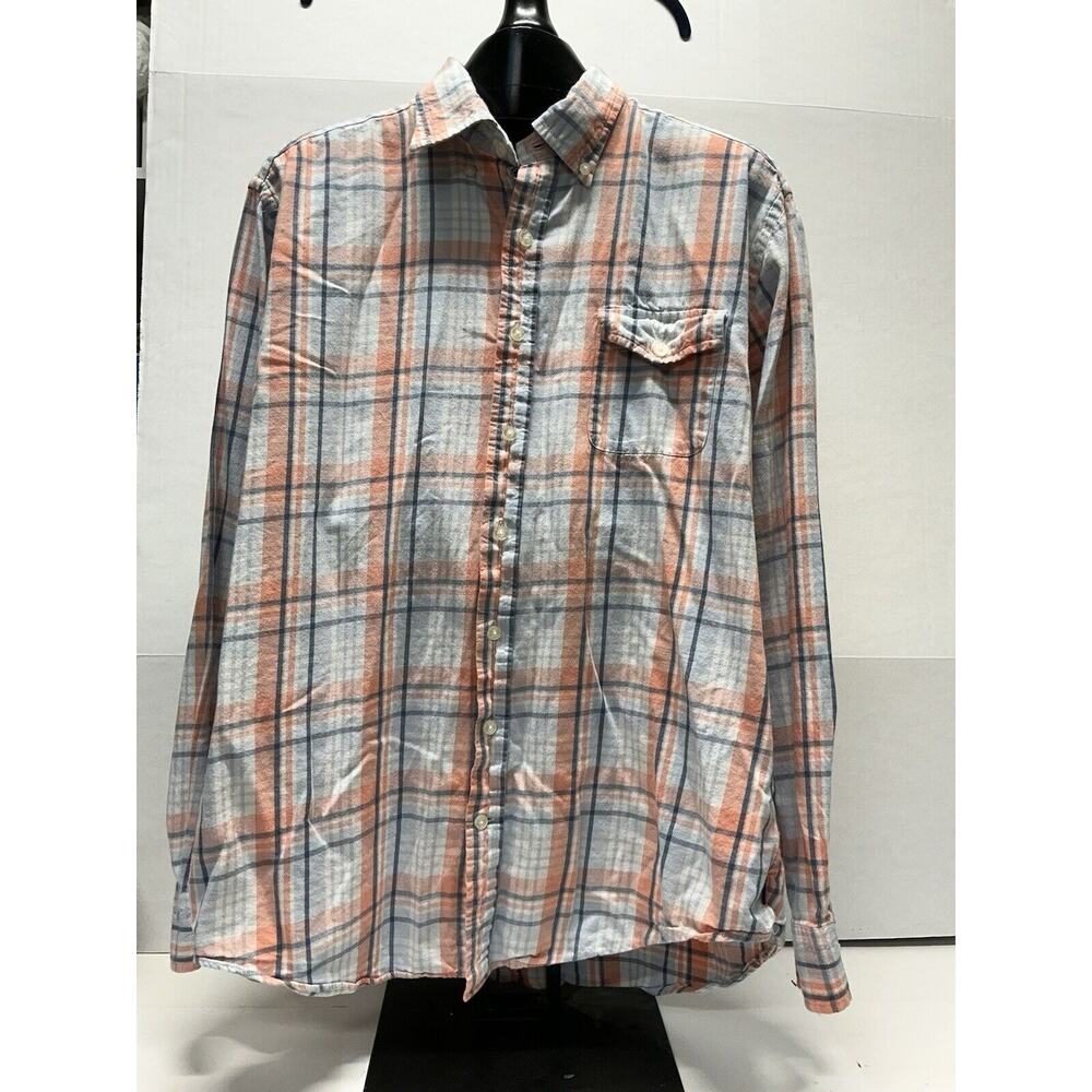Vineyard Vines Shirt Mens XL Blue Orange Plaid Crosby Slim‎ Fit Button Up Casual